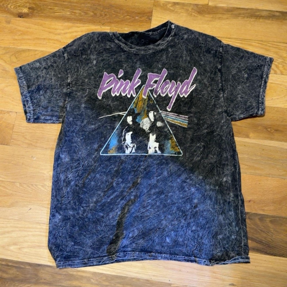 Pink Floyd Dark Side Graphic Mineral Wash T-Shirt Black Purple M/L 00080